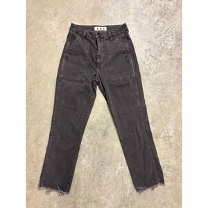 AMO Easy Army Washed Black Cropped Jeans Womens Size 24‎ Raw Hem